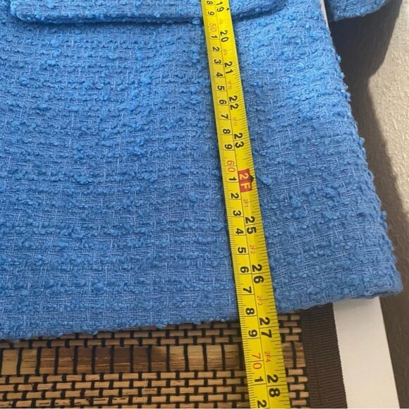 H&M Blue Tweed Double Breasted Blazer Jacket Women's Large Button Office New - Picture 10 of 10